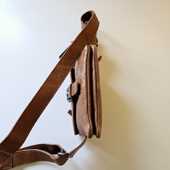 SPIKES & SPARROW Genuine Leather Front Pocket Big Waist Belt Bag Fanny Pack Tan - Picture 12 of 16